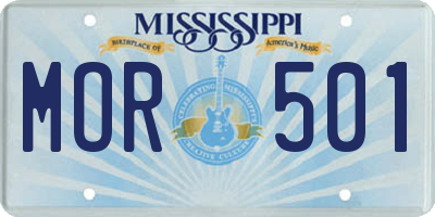 MS license plate MOR501
