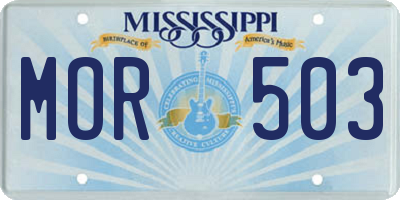 MS license plate MOR503