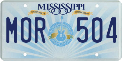MS license plate MOR504