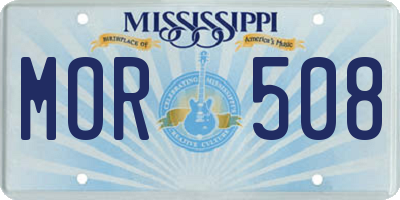 MS license plate MOR508