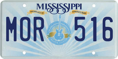 MS license plate MOR516