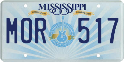 MS license plate MOR517