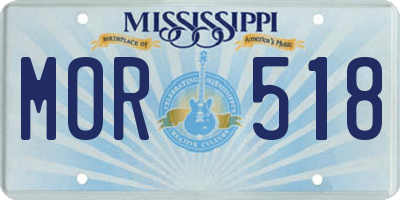 MS license plate MOR518