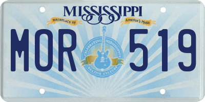 MS license plate MOR519