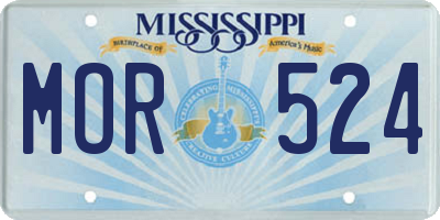 MS license plate MOR524