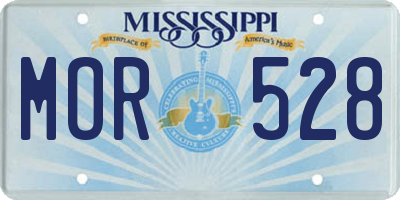 MS license plate MOR528