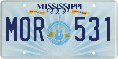 MS license plate MOR531