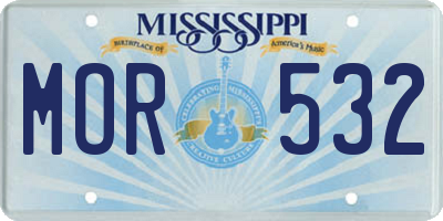 MS license plate MOR532