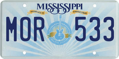 MS license plate MOR533