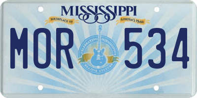 MS license plate MOR534