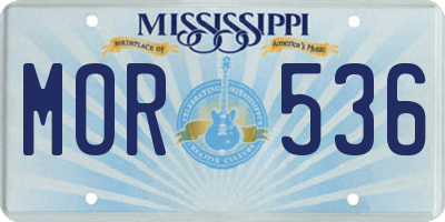 MS license plate MOR536