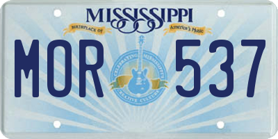 MS license plate MOR537