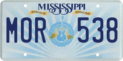 MS license plate MOR538
