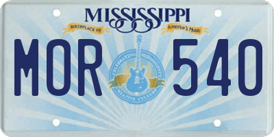 MS license plate MOR540