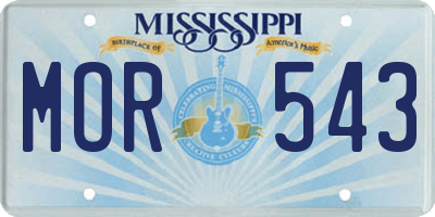 MS license plate MOR543