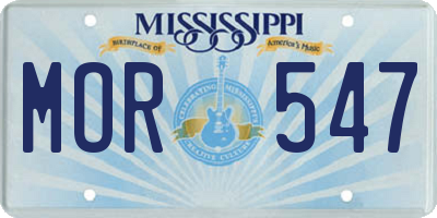 MS license plate MOR547