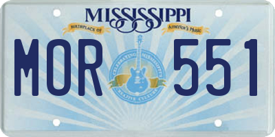 MS license plate MOR551