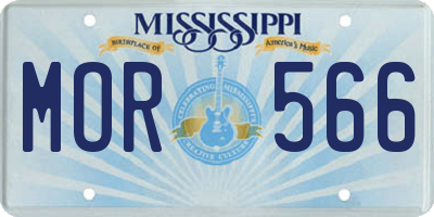 MS license plate MOR566