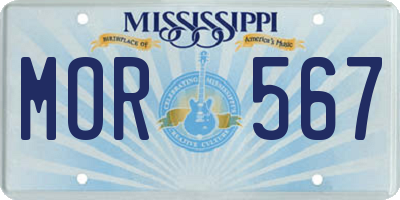 MS license plate MOR567