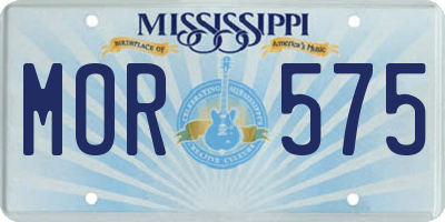MS license plate MOR575
