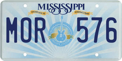 MS license plate MOR576