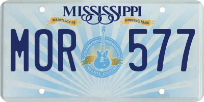 MS license plate MOR577