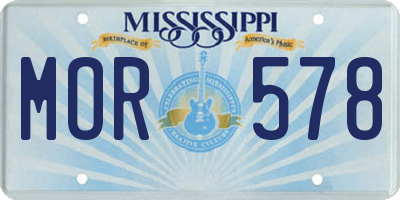 MS license plate MOR578