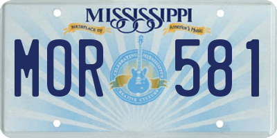 MS license plate MOR581