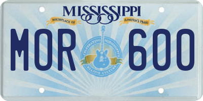 MS license plate MOR600