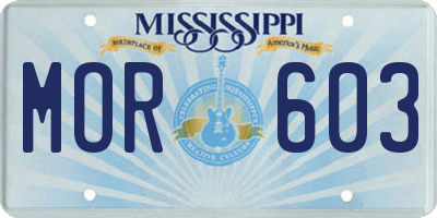 MS license plate MOR603