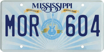 MS license plate MOR604