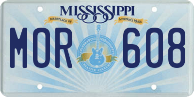 MS license plate MOR608