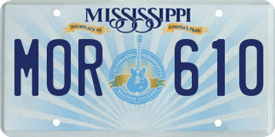 MS license plate MOR610