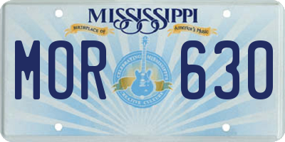 MS license plate MOR630