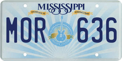 MS license plate MOR636