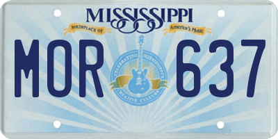 MS license plate MOR637