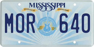 MS license plate MOR640