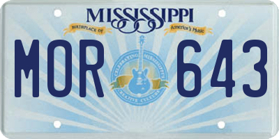 MS license plate MOR643