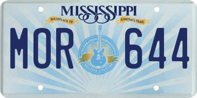 MS license plate MOR644