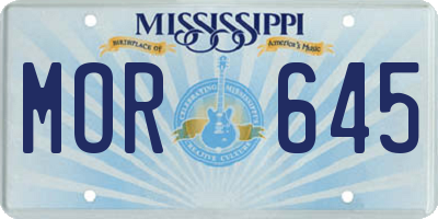 MS license plate MOR645