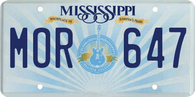 MS license plate MOR647