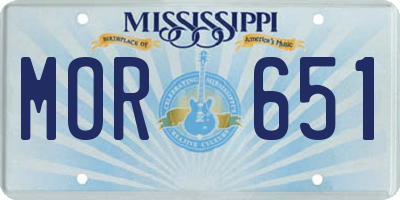 MS license plate MOR651