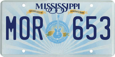 MS license plate MOR653