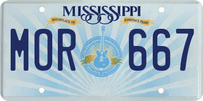 MS license plate MOR667