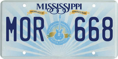 MS license plate MOR668
