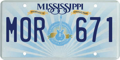 MS license plate MOR671