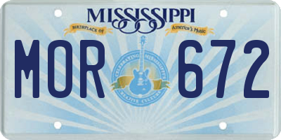 MS license plate MOR672