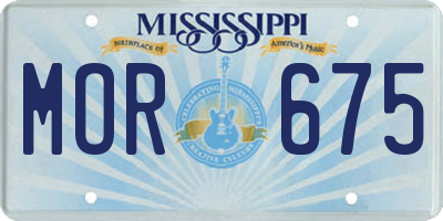 MS license plate MOR675