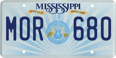 MS license plate MOR680