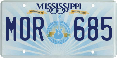 MS license plate MOR685